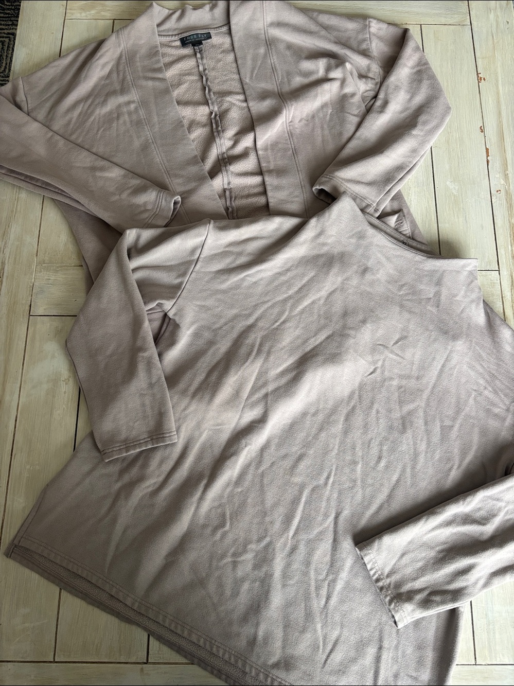 Free Fly Performance Bamboo Gray Mock Sweatshirt & Matching Cardigan Set XL